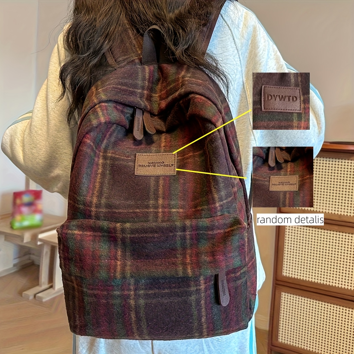 Solid Color Women&;s Functional Backpack Random Style