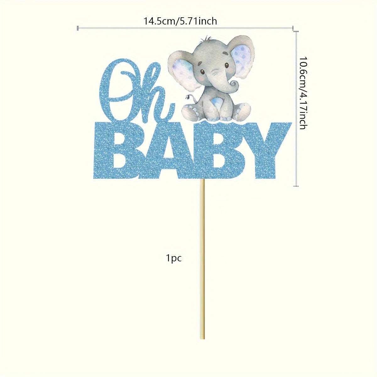 1pc Elephant Gender Reveal Cake Topper Glitter Jungle Animal Theme Elephant Cake Pick Cake Decorations For Gender Reveal Birthday Party Supplies