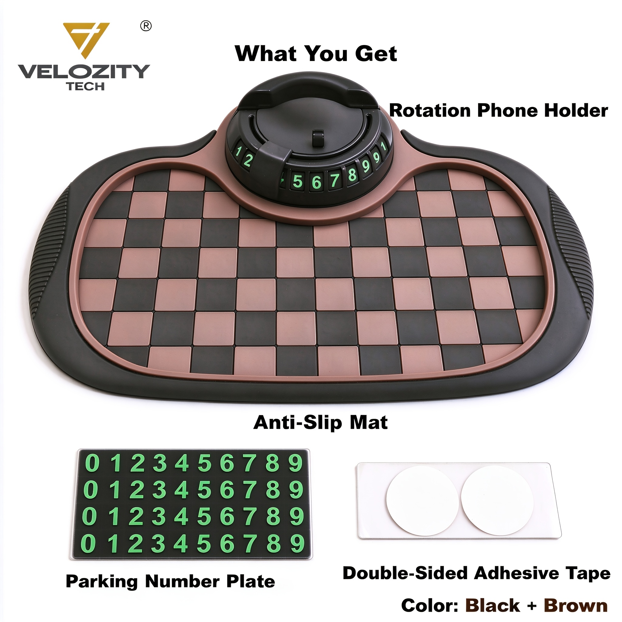 TEMU Anti-slip Mat For Car Dashboard, 2026 New Multifunctional Car Anti-slip Mats With Temporary Parking Number, Universal Rotatable Vehicle Mounted