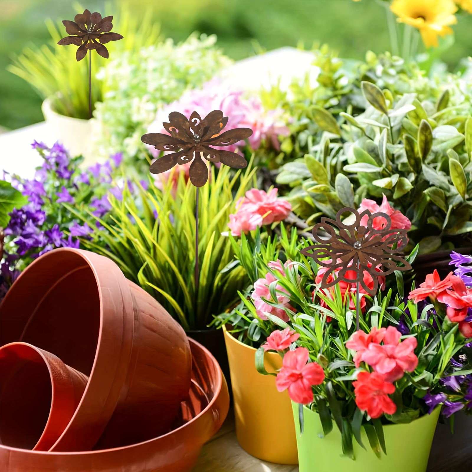 3 stück schmiedeeisen blumen außendekoration natürlich
