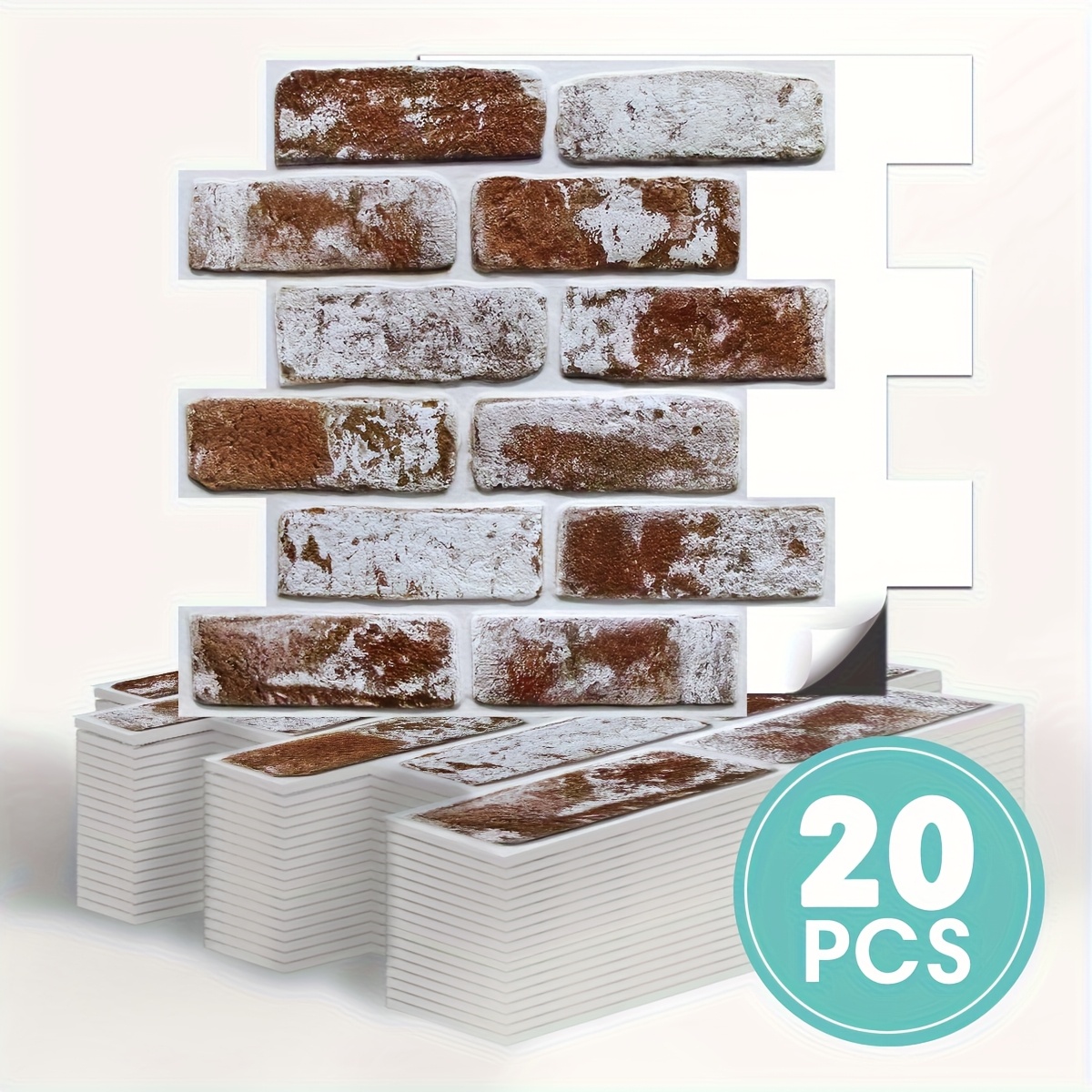 20pcs Brick Wall Panels, 3d Peel And Stick Wall Stickers, Easy To Clean, 30 X 30cm, Waterproof, Bathroom, Kitchen Wall Stickers, Interior Wall Decoration