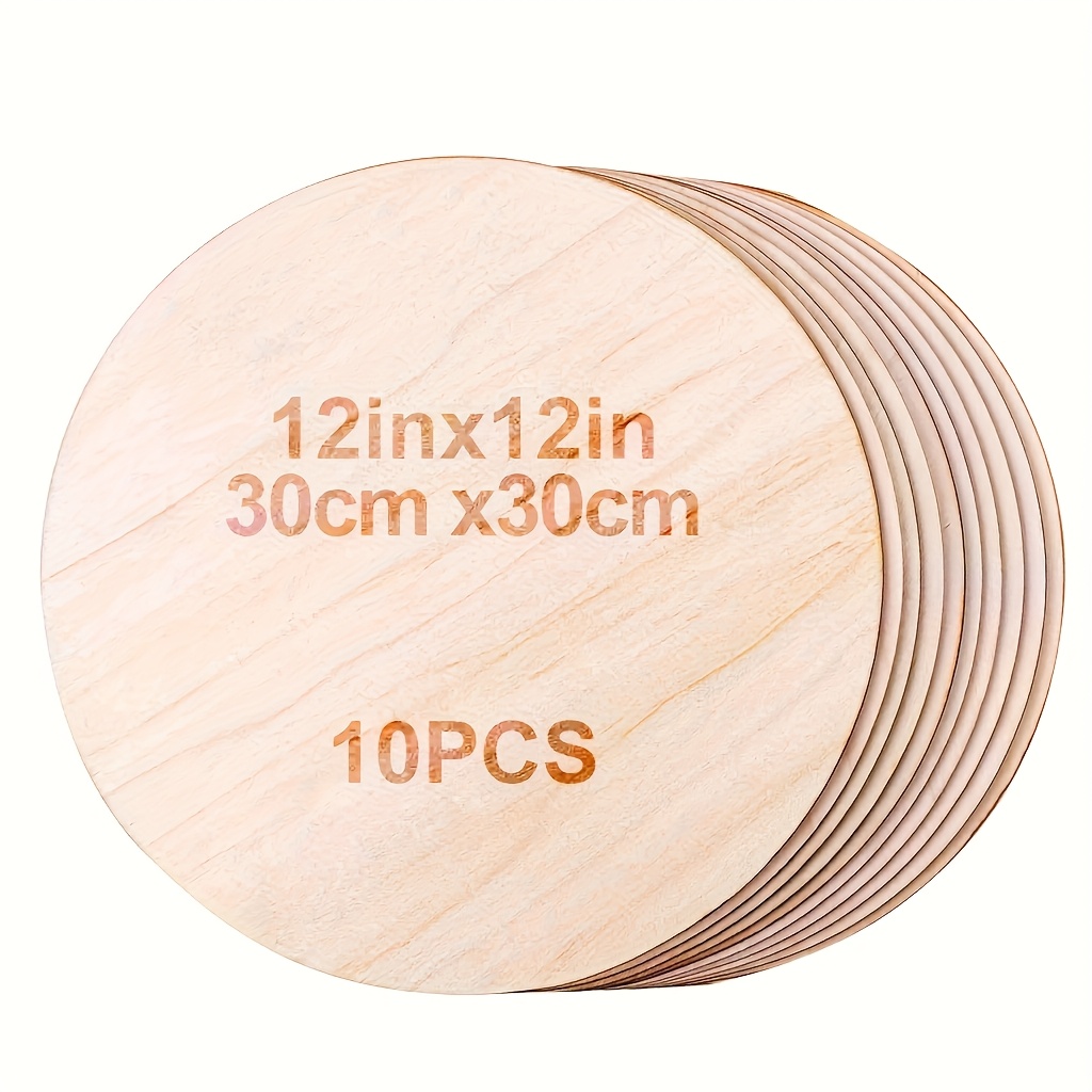 Image of Craft Wooden Circles, 10-pack 12-inch Unfinished Wooden Circles Wooden Crafts Wooden Cutouts, Door Hooks, Door Design, Wood Burning
