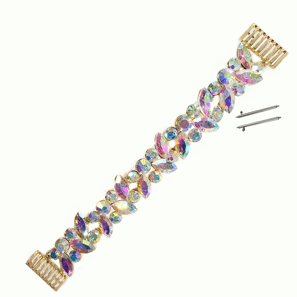 TEMU Bracelet Métallique Strass Compatible Apple Watch Ultra/Série 1-11 - Bande de Montre Élégante en de Ajustable et Étincelante, Bracelet de