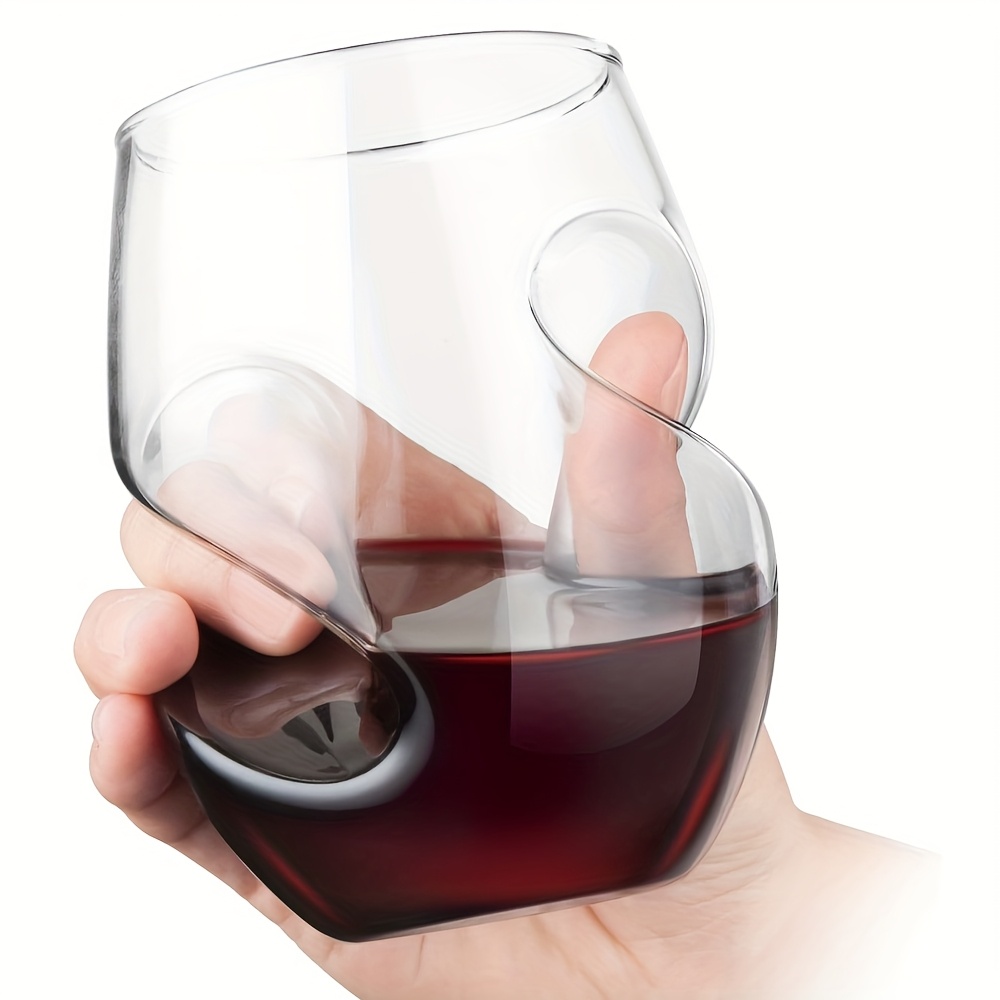 Four Novelty Glass Cups, 16Oz, Comfortable to Hold, Elegantly Curved, Made of High Borosilicate Glass, Suitable for Champagne, Red Wine, Mojito, Perfect for Weddings, Parties, Iced Coffee, Juice, Cocktails, Whiskey, And As Gifts for Others
