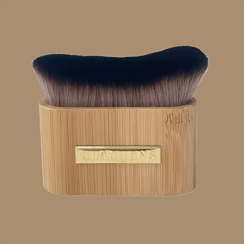 Image of New Wooden Handle Can Stand Large Wave Shaped Nail Powder Brush Soft Fluffy Short Handle Hair Brush Nail Shop Cleaning Brush Makeup Brush Foundation Make-up Brush