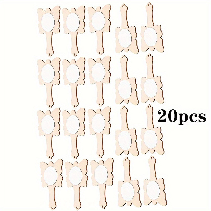 

20pcs -shaped Wooden Diy Mirrors For Crafts & Decor - Hand-painted, Polished , Wall-mountable, Graffiti