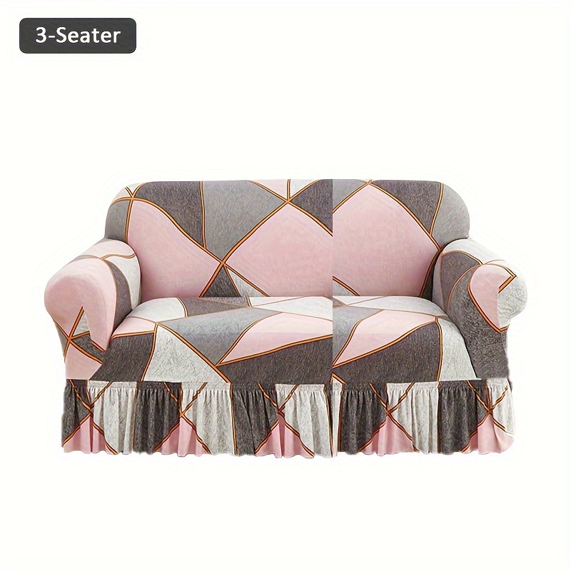 TEMU Xm-mirelitho 1pc Printed Skirt Elastic Sofa Cover Fiber Fabric Full Cover Protective Cover Universal Printed Sofa Cover