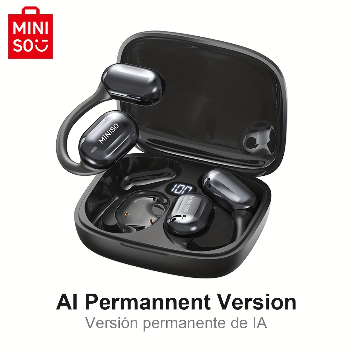 Image of Miniso Ms162 Ai Open Wireless Earbuds High-definition For Music, Featuring Wireless 5.4 Technology With An 40 Hours Of Time Thanks To A High-capacity Battery. Come With An Display