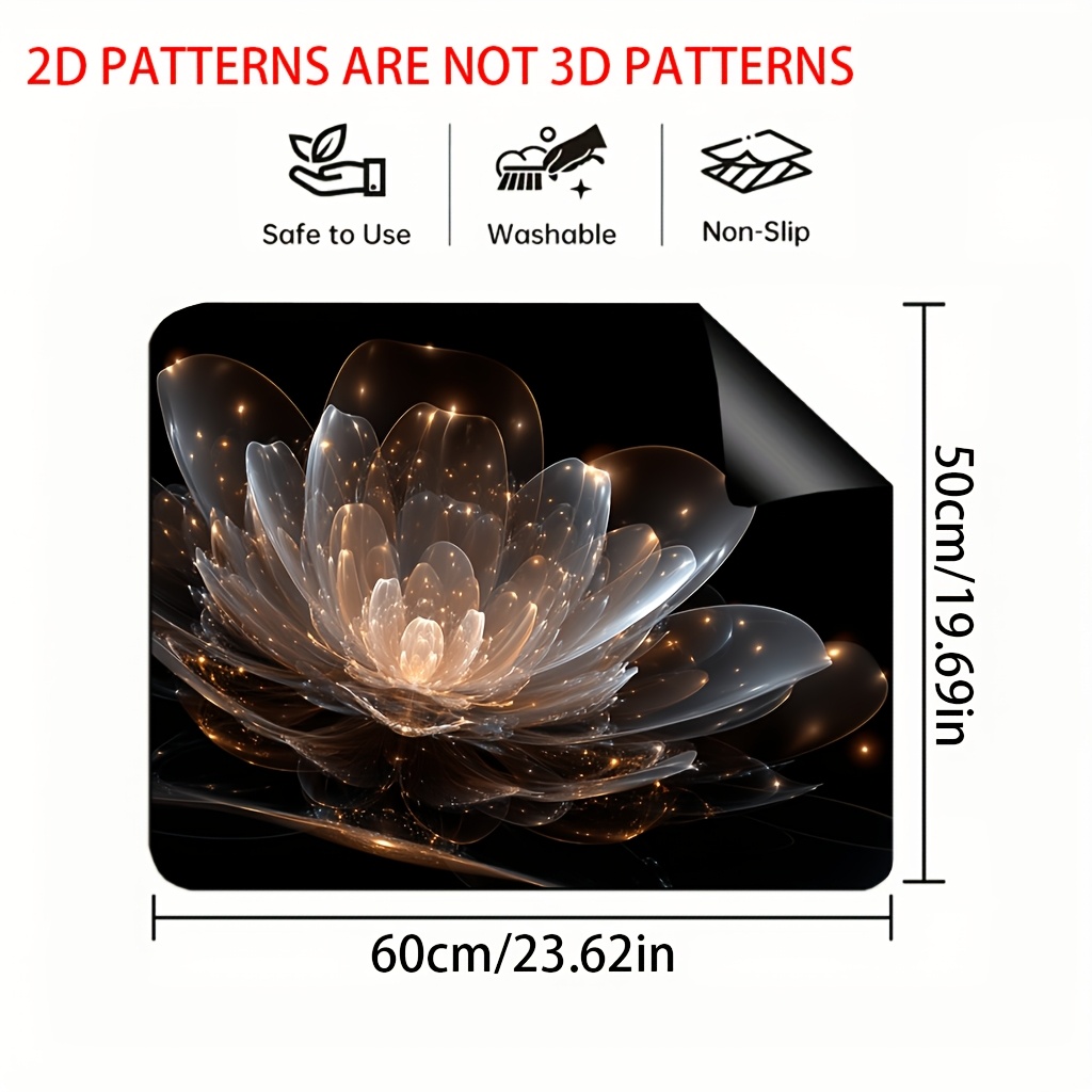 TEMU 1pc, 2d Flat Printing, Golden For Lotus Pattern Stove Top Protector, Multifunctional,suitable For Stove Top Protector, Festive Home Decor, Hob