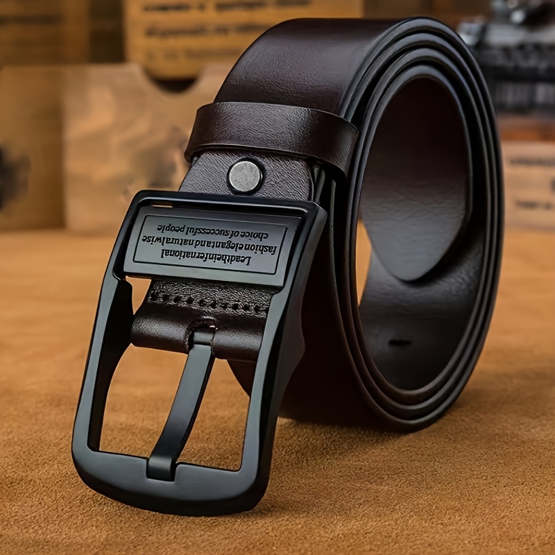 TEMU Ceinture pour homme, boucle à épingle noire - rétro ajustable, durable, convient aux occasions professionnelles et décontractées, ceinture