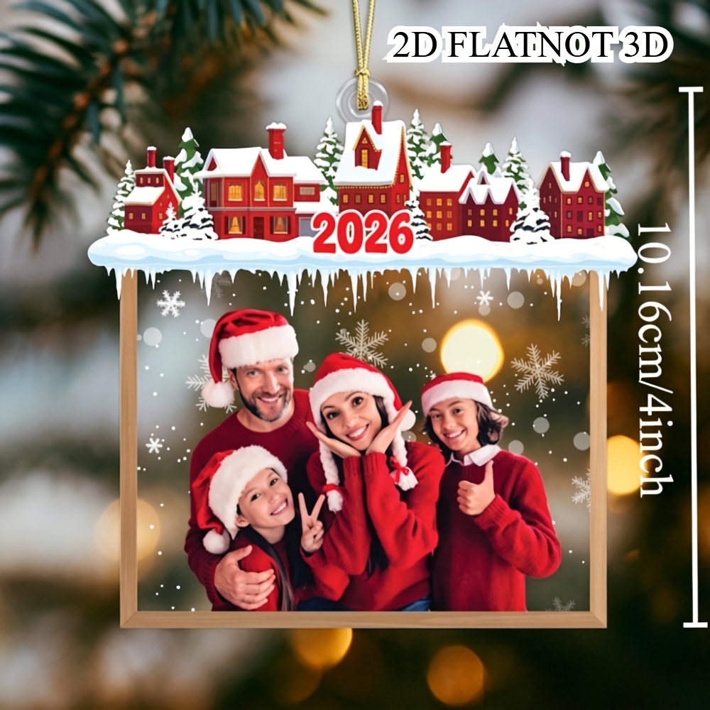 TEMU Personalized Custom Photo Ornaments: Text And Photo , Custom Acrylic Christmas Gift, Custom Photo Frame Acrylic Hanging Decoration For , Holiday