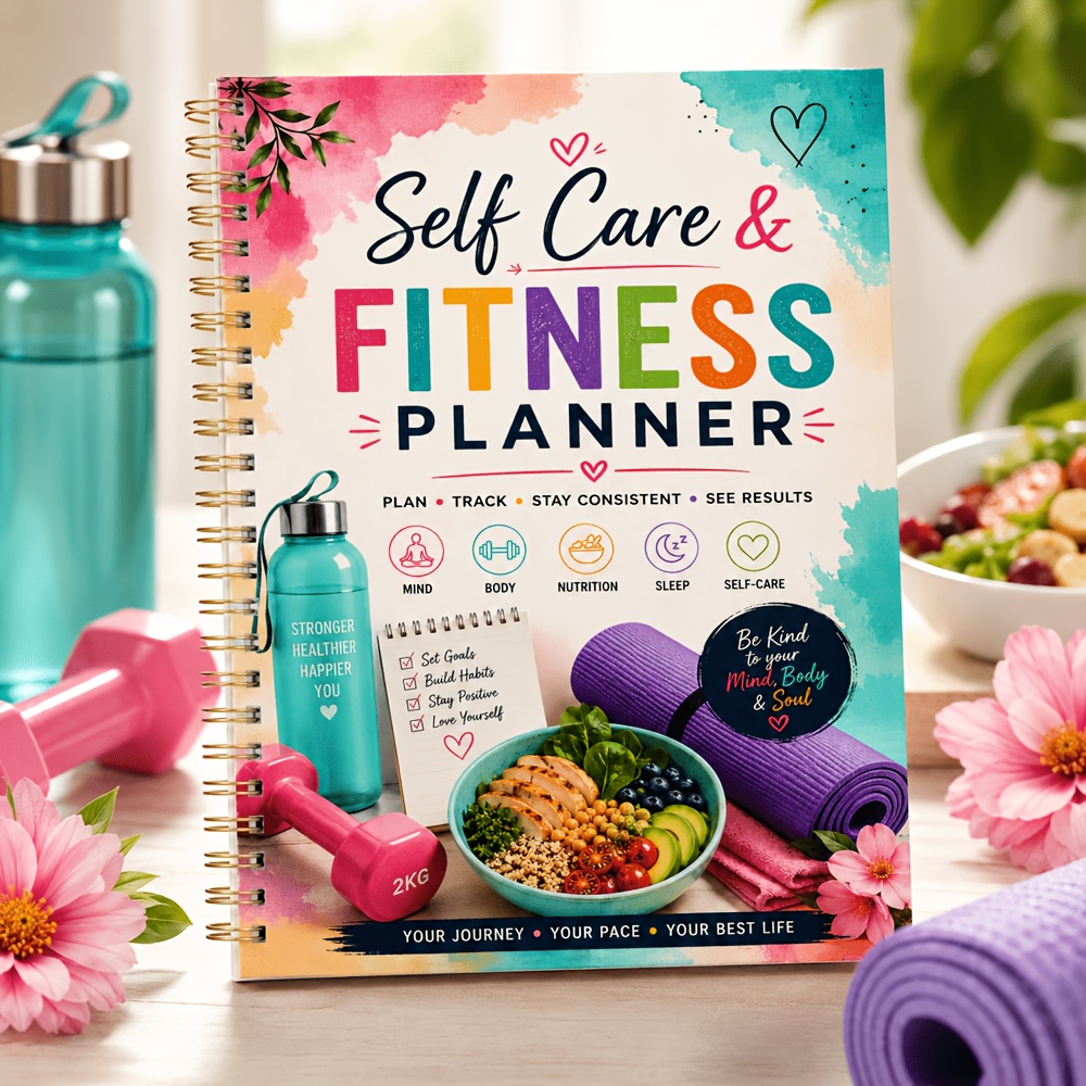 TEMU Self-care And Fitness Planner, Workout Journal And Exercise Log, Daily Weekly Monthly Yearly Goal Planner, Habit Meal Mood Progress And Body