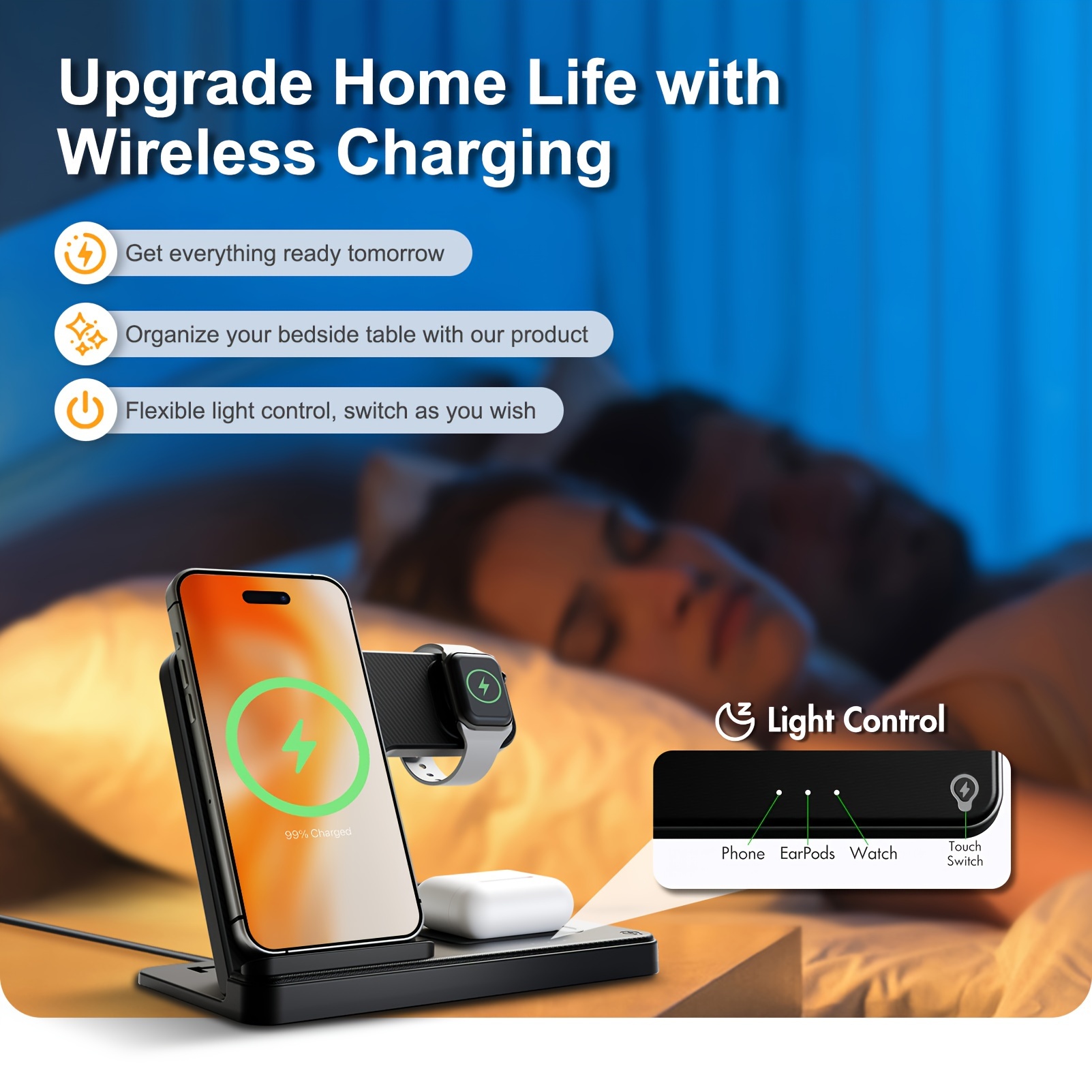   portable 3 in 1 fast wireless charger 15w mag safe foldable wireless charging station suitable for iphone 15 14 pro max 13 12 11 for iwatch 9 8 7 6 5 4 3 2 se for   3 2 pro multiple devices details 2