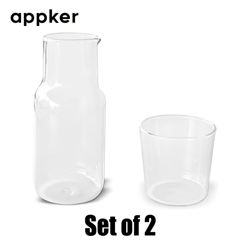 E-shop Appker 1 Set 500ml Nachttisch-Wasserkaraffe Glas Set für Schlafzimmer, Nachtwasserkaraffe Set, Mundwasser-Spender für Badezimmer, Wasserkaraffe