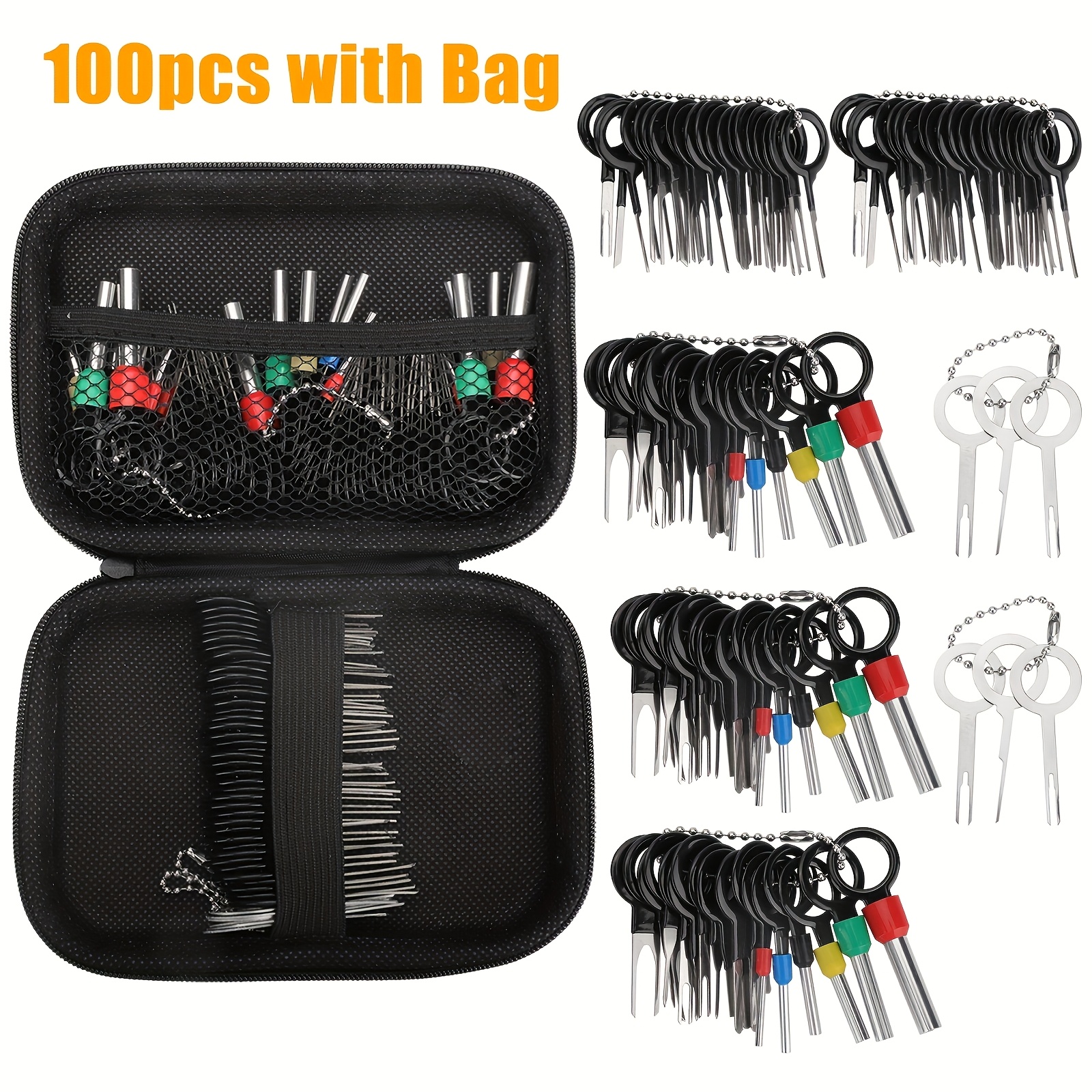 

100pcs Terminal Disassembly Tool Kit - Professional Needle Puller, Cable Extractor, And Connector Puller, Suitable For Cars And Motorcycles - Metal Non Repair Kit