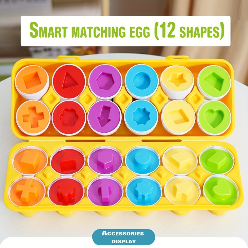 

12pcs Kids' Montessori Learning Toy Set - Color Matching & Shape Sorting Puzzle, Educational Early Development Game With Simulated Easter Eggs - Perfect For Children's Day & Christmas Gifts