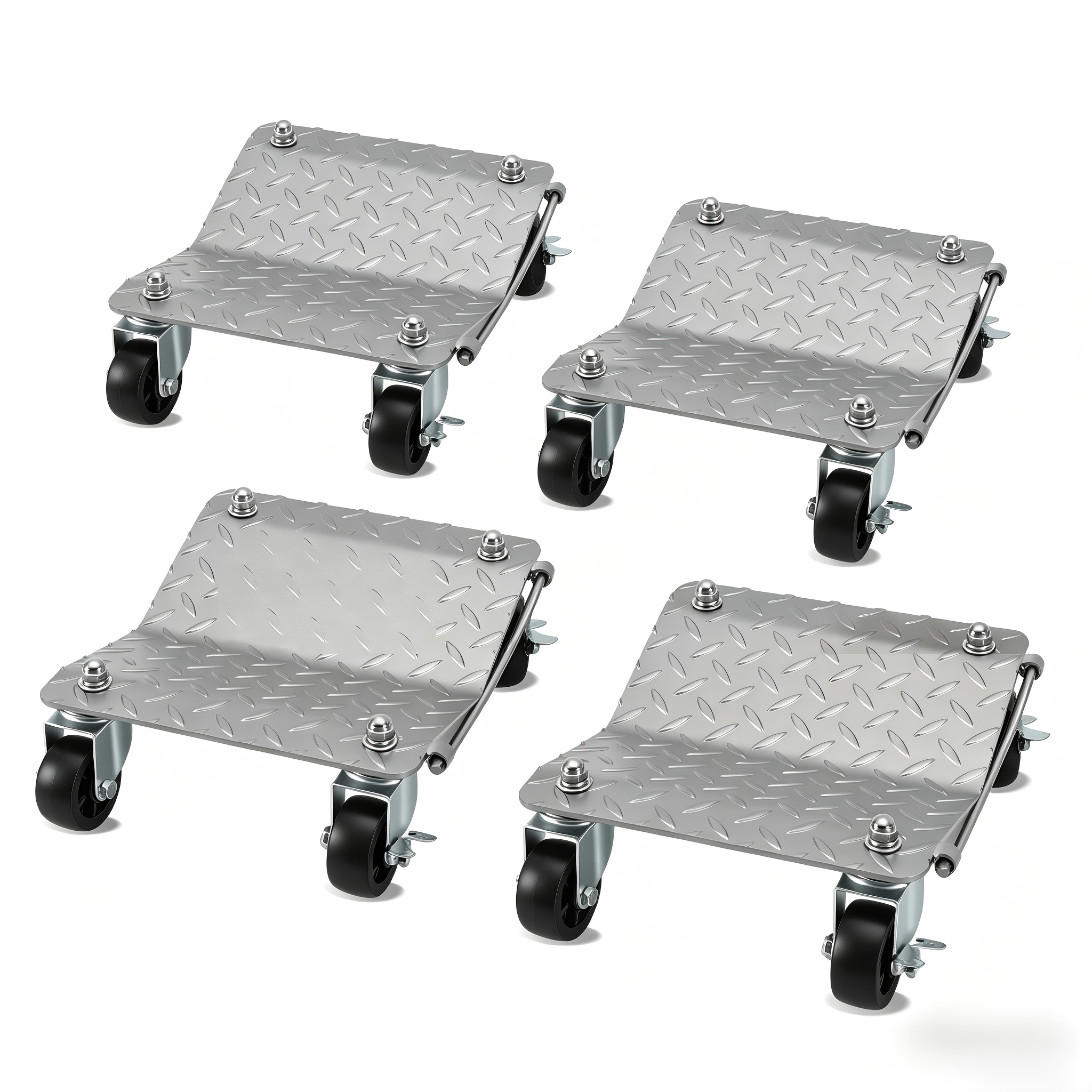 TEMU 4pcs Tire Shifter Set 500kg Anti-slip Vehicle Manoeuvring Aid 360° Rotatable Lockable Swivel Wheels Loading Ramps Metal Steering Tyre Shifter