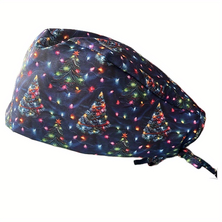 TEMU Gorra de Trabajo Estampada Navideña para Salones de Belleza, Hospitales, Clínicas y Restaurantes