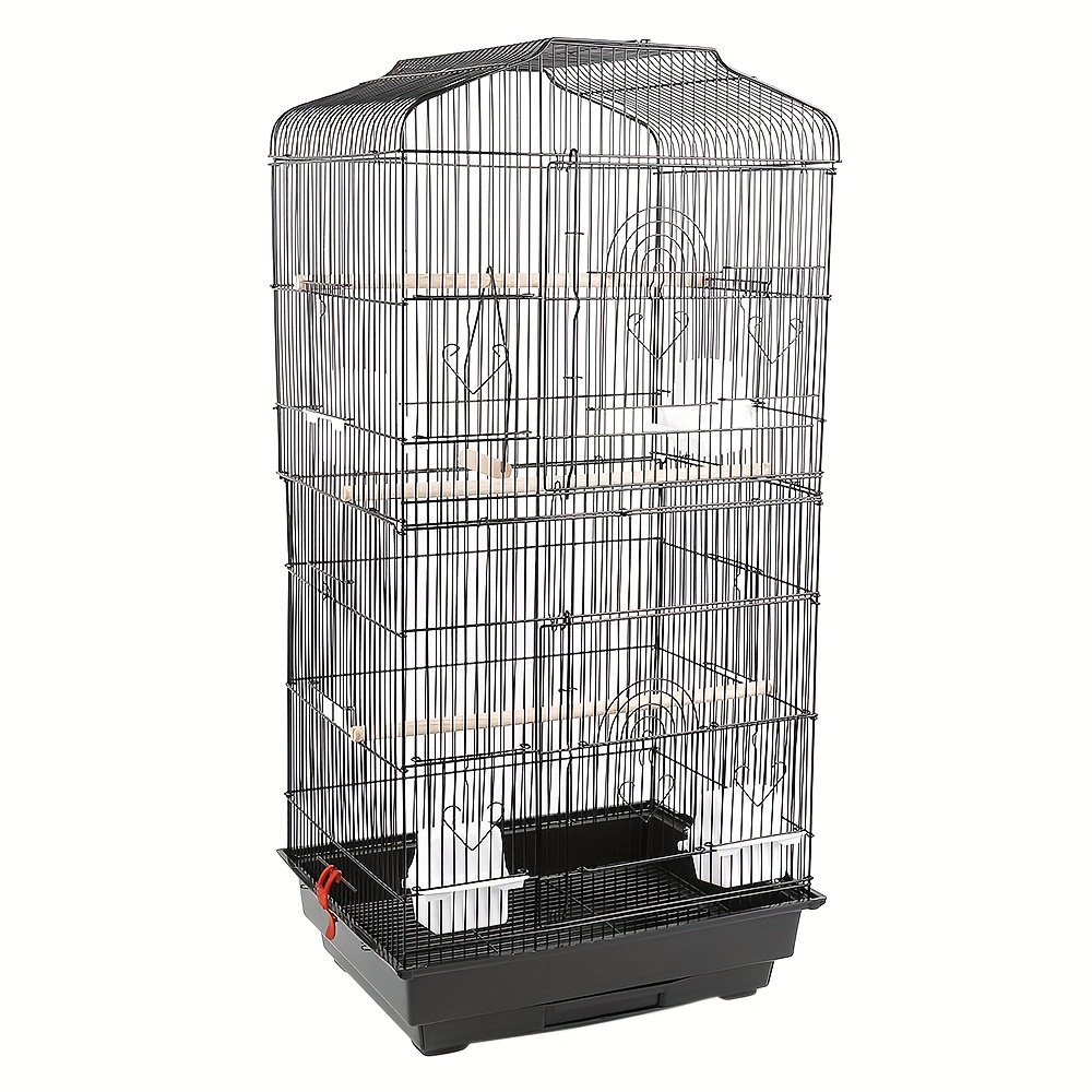 Portable Bird Enclosure, Made Of Wrought Iron For Parakeets, Sturdy Metal Wire Cage, Suitable For Medium To Small Birds Like Parakeets, , And () Measuring 46x36x92cm In Black