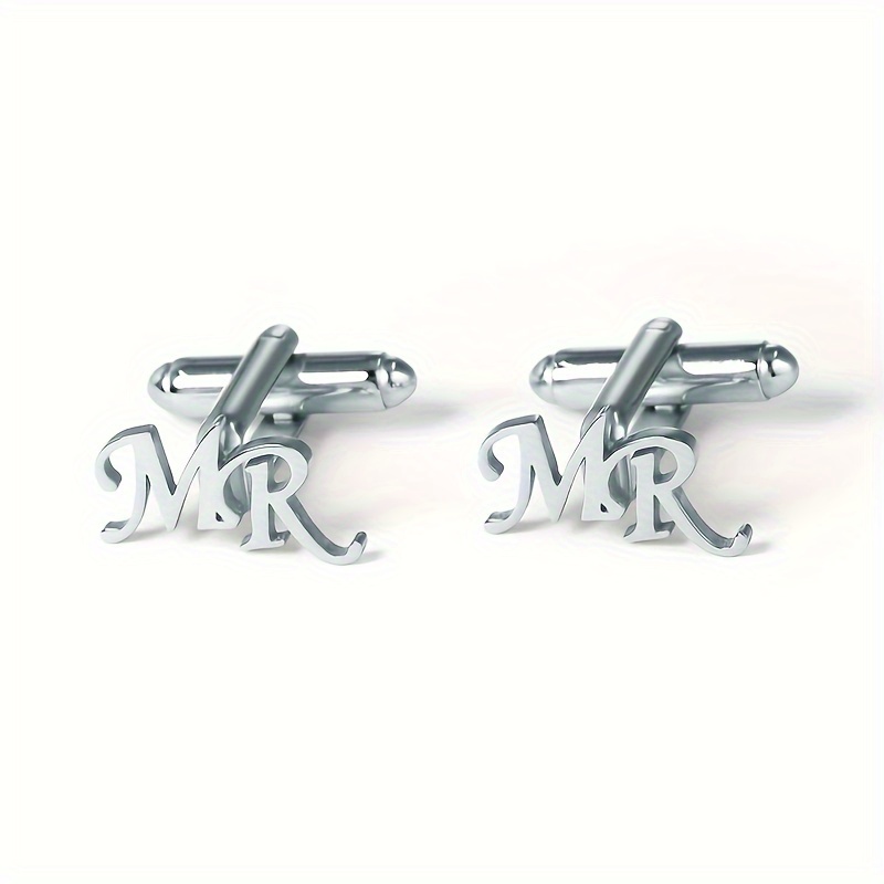 (customized) Customize 1 Pair Of Men's Fashionable And Easy Stainless Steel Cufflinks With 2 Letters On Top And Bottom, Exquisite, , Personalized And Trendy, Suitable For Men, Gifts For