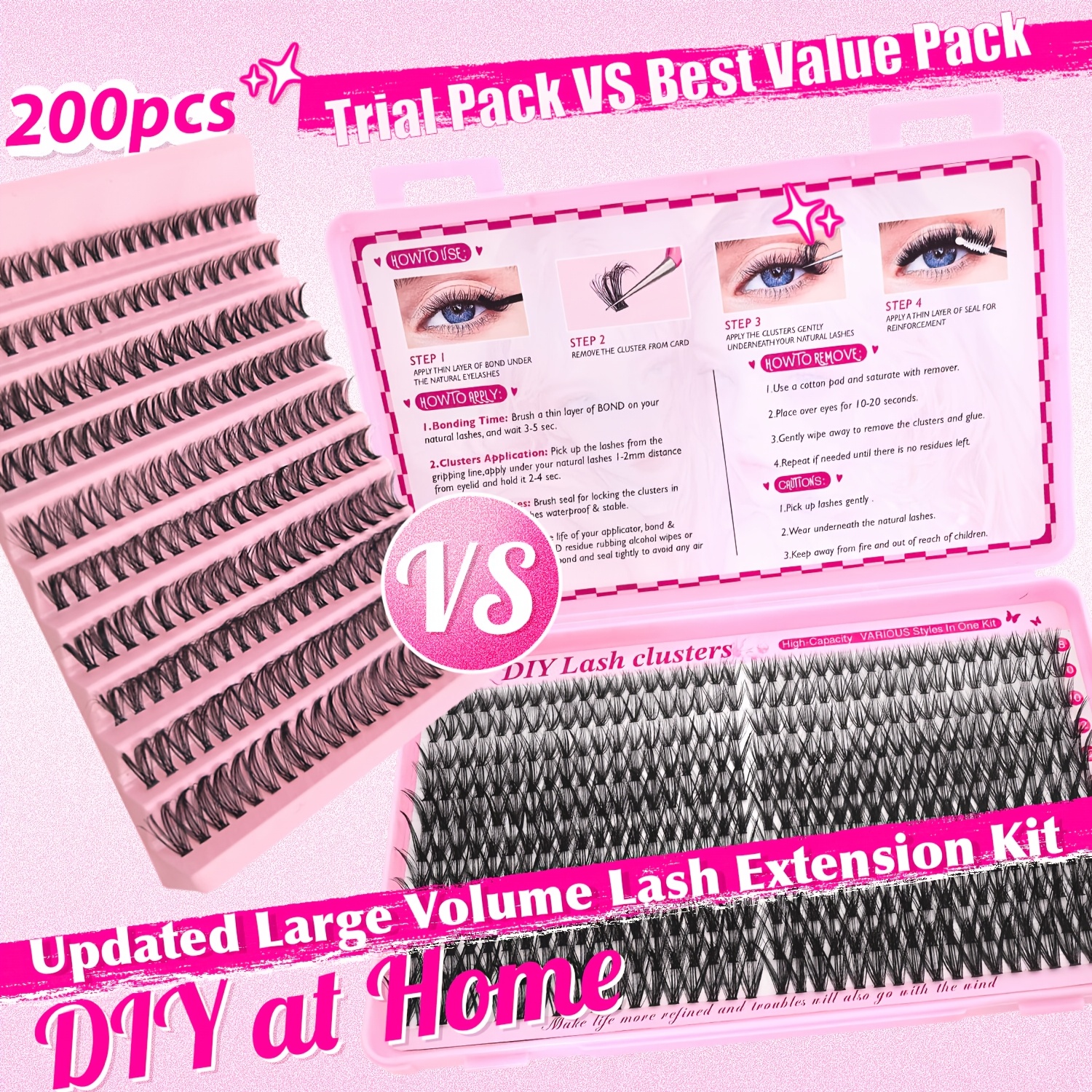 

418pcs Diy False Eyelash Extension Kit, 40d Reusable Cat Eye & Lashes, D , Extra 0.07mm, With 200pcs 40d Pack, For Cosplay, Anime, Doll, Beginner Friendly, Extra Long 10-18mm