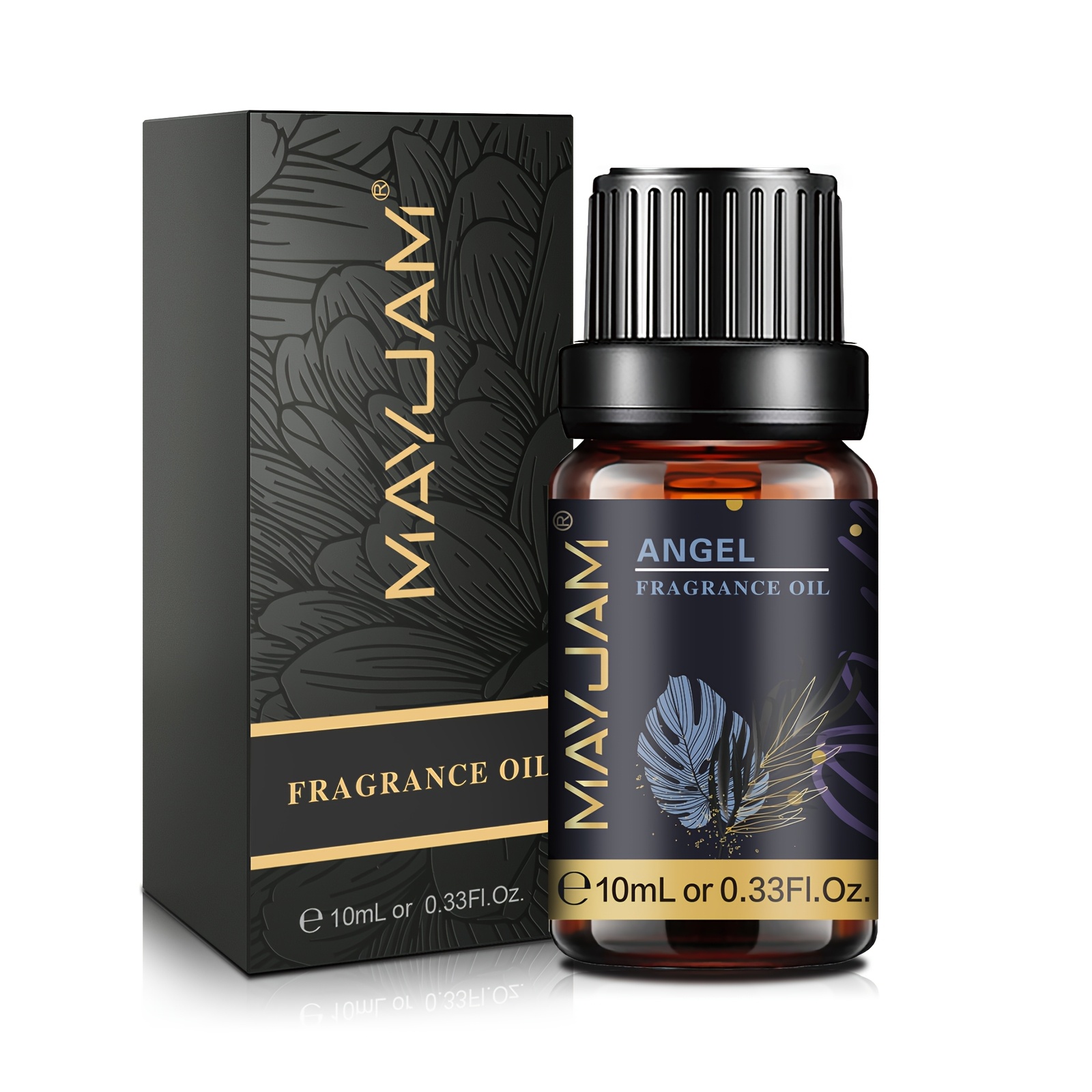 MAYJAM Angel Kvepalų Aliejus 10ml - Gerinantis Nuotaiką, Skystas Format, Daugiaprasmių Aromaterapija Namams ir Automobiliui, Nešiojamas Butelis su Tekstūrinėmis Dizainu, Namų Kvepalai | Elegantiškas Butelio Dizainas | Tekstūrinis Butelis, Aromaterapijos Produktai
