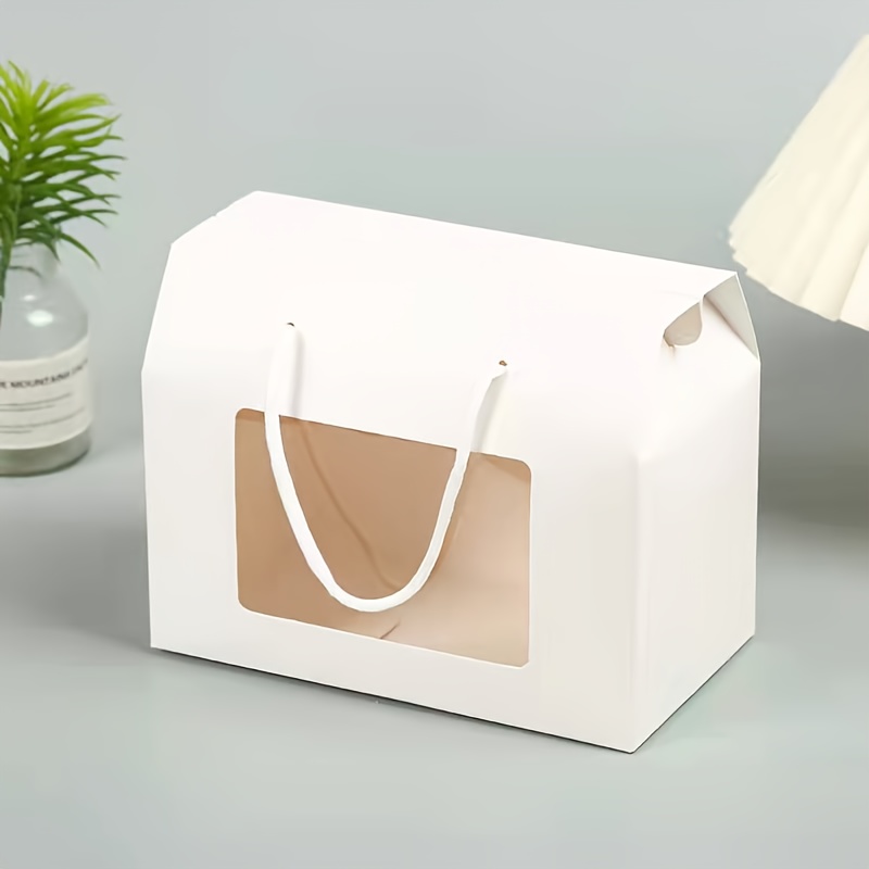 10 pack window display tote gift boxes foldable paper snack cookie boxes vertical fruit packaging small gift boxes for treats and   white 0