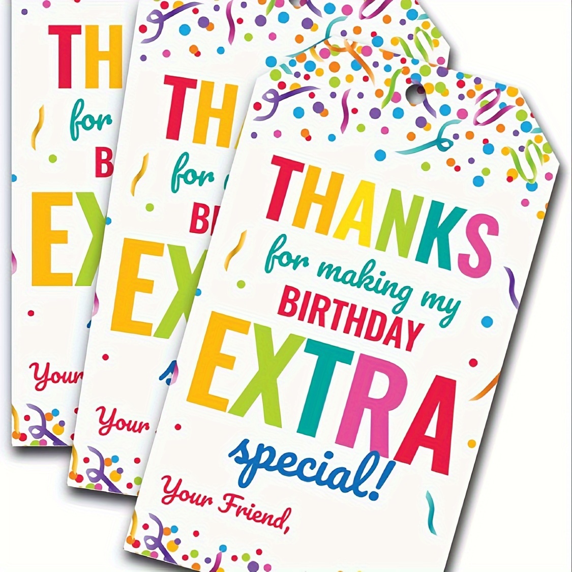 

50 Pack Birthday Party Favor Tags With String - Personalized Thank You Cards For Candy Treat Bags, Classroom Treats, - "thanks For Making My Birthday Extra Special" Gift Tags