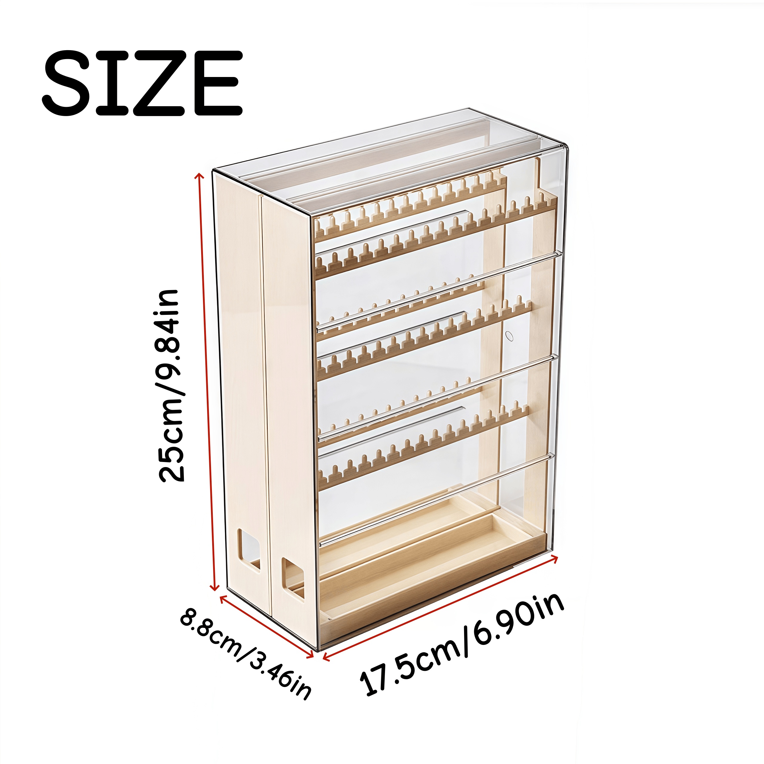 1pc jewelry storage box with pull out display shelves keychain hooks durable plastic organizer for bracelets necklaces earrings bedroom bathroom holiday gifts back to school supplies Product details 5