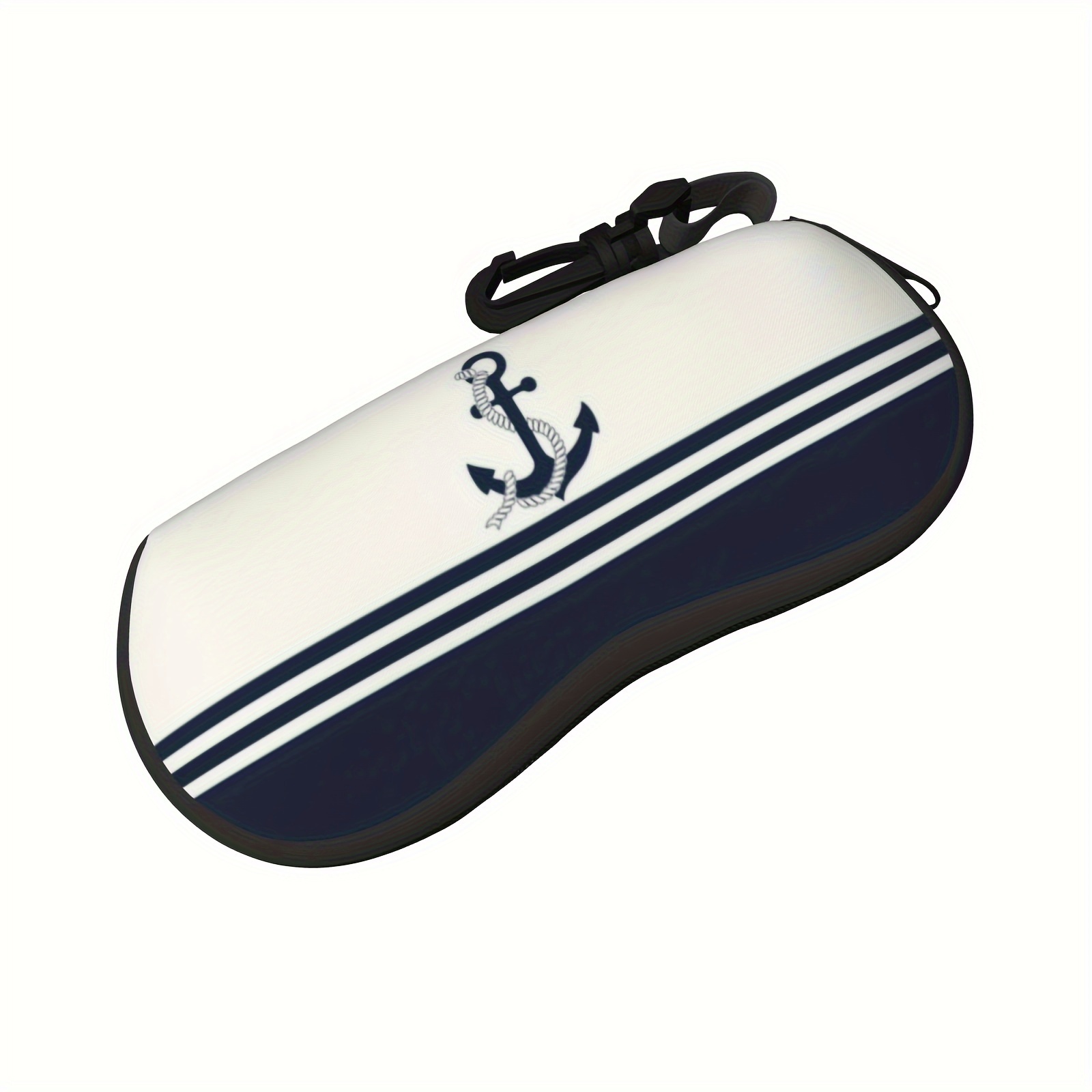 navy blue nautical   pattern glasses case for men women portable fashion glasses   storage case ultra light soft neoprene zipper eyewear holder accessory details 1