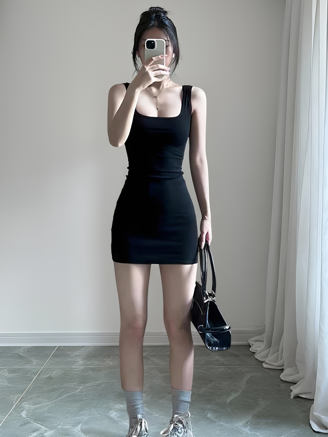 Women'* Strap Cami Dress * New Style Solid Color Bodycon Mini Skirt * Y2K,  Suitable for Dates, Parties, Valentine's Day, Must-Have Black Dress for *  Wide Strap Black Dress, Short Party Dress, Elegant ...