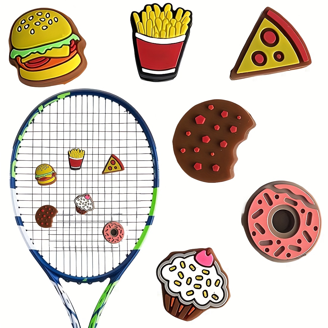 TEMU 6 Tennis Vibration Damper Tennis Racket Shock Absorber Tennis Damper Burger Shape Shock Absorption Silicone For Tennis Sports Reduces Racket