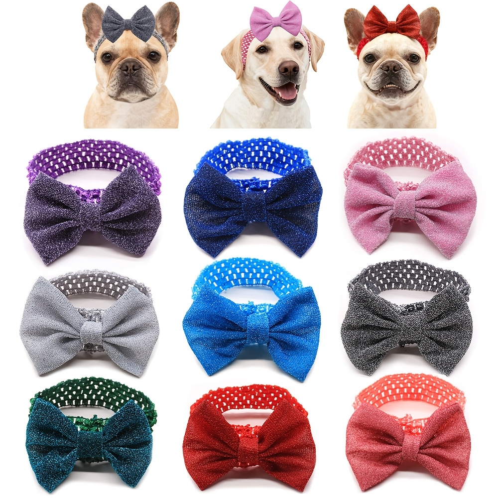 Set Of 12 Dog Hair Bows And Headbands, Perfect For Grooming, Featuring Adjustable Designs For Puppies And Pets