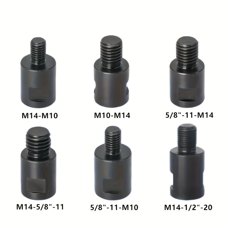 TEMU 6pcs Thread Adapter Set, High-quality Metal Polished Machine Interface Converter Kit, Includes M14-m10, M14-5/8-11, M14-5/8-11, 5/8-11-m14,
