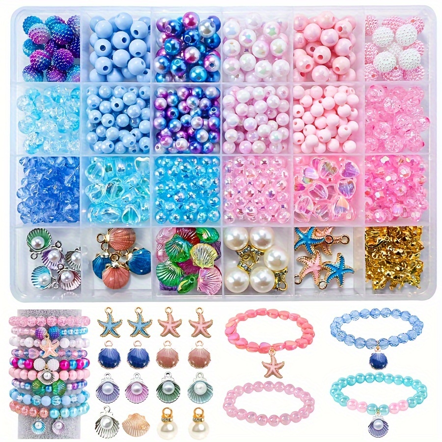 

Ocean-inspired Jewelry Making Kit - Create Starfish, Pearls, Shells & More Stone And Polymer Clay Beads - Summer , Mermaid & Unicorn Rainbow Charms, Wind, Unicorn Charms