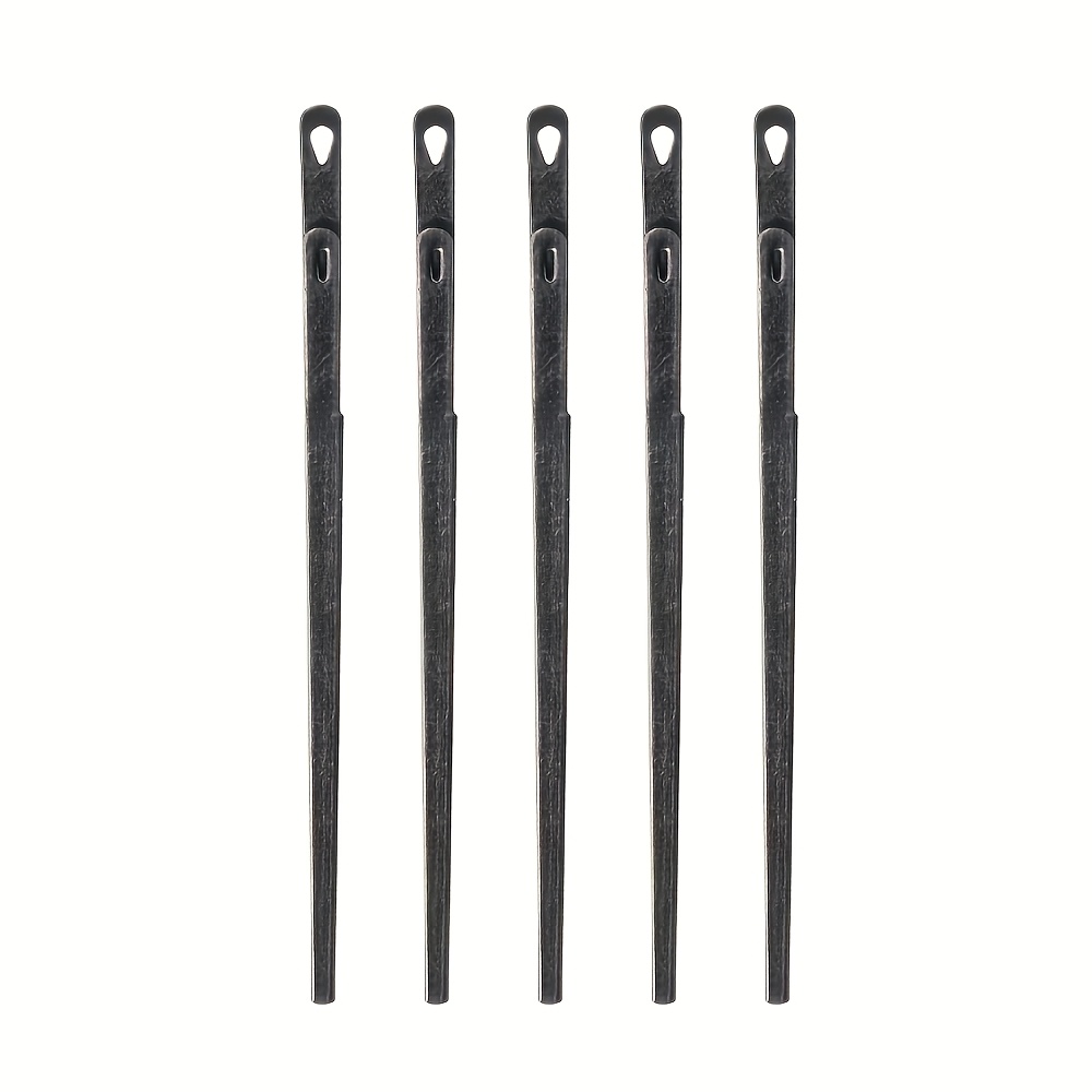 TEMU 5pcs/10pcs Leather Sewing Needles, Lok-eye Needle, Double Prong Needle, Leather Needles Hand Sewing Knitting Leather Rope, Leather Lacing Needle
