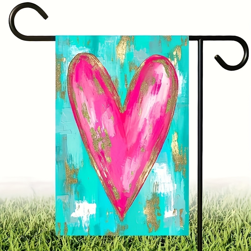 

Valentine's Day Love-themed Garden Flag - Outdoor & Yard Decor, Polyester, No Stand Included - Ideal Gift, Valentines Decorations