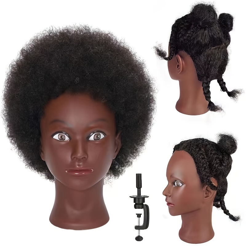 

Premium Mannequin Head With Short Afro Curly Hair Hair For Hairdresser Practice Trainning Hair Accessories With Free Clamp For Valentine's Day Season Gift 10 Inch