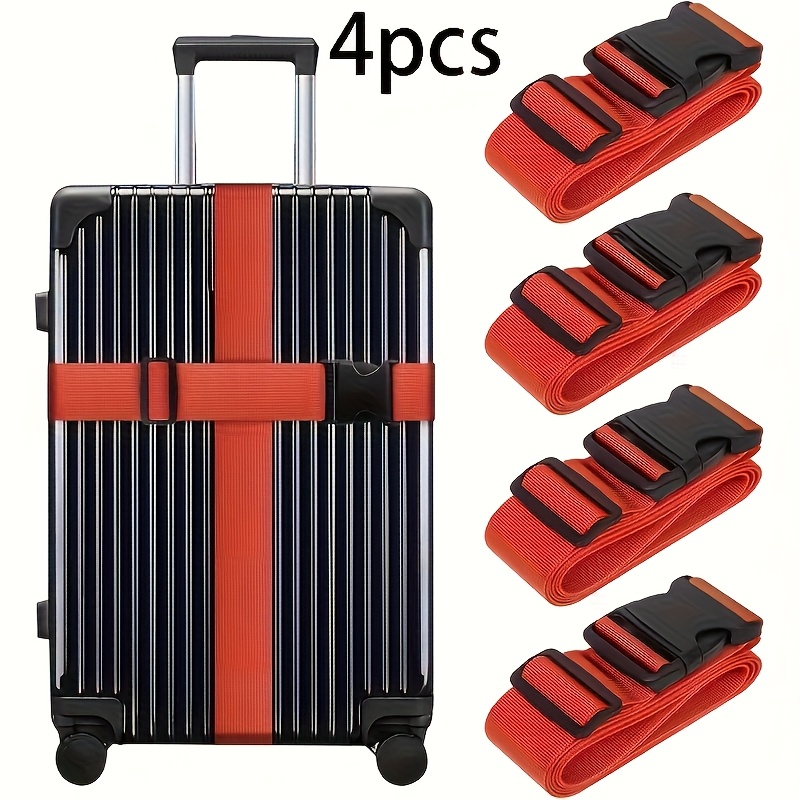 TEMU 4pcs Ultra Long Heavy Duty Luggage Straps For Suitcases//duffels/bags, 79" Adjustable Travel Packing Belts For Cargo, Sturdy Baggage Strap Belts