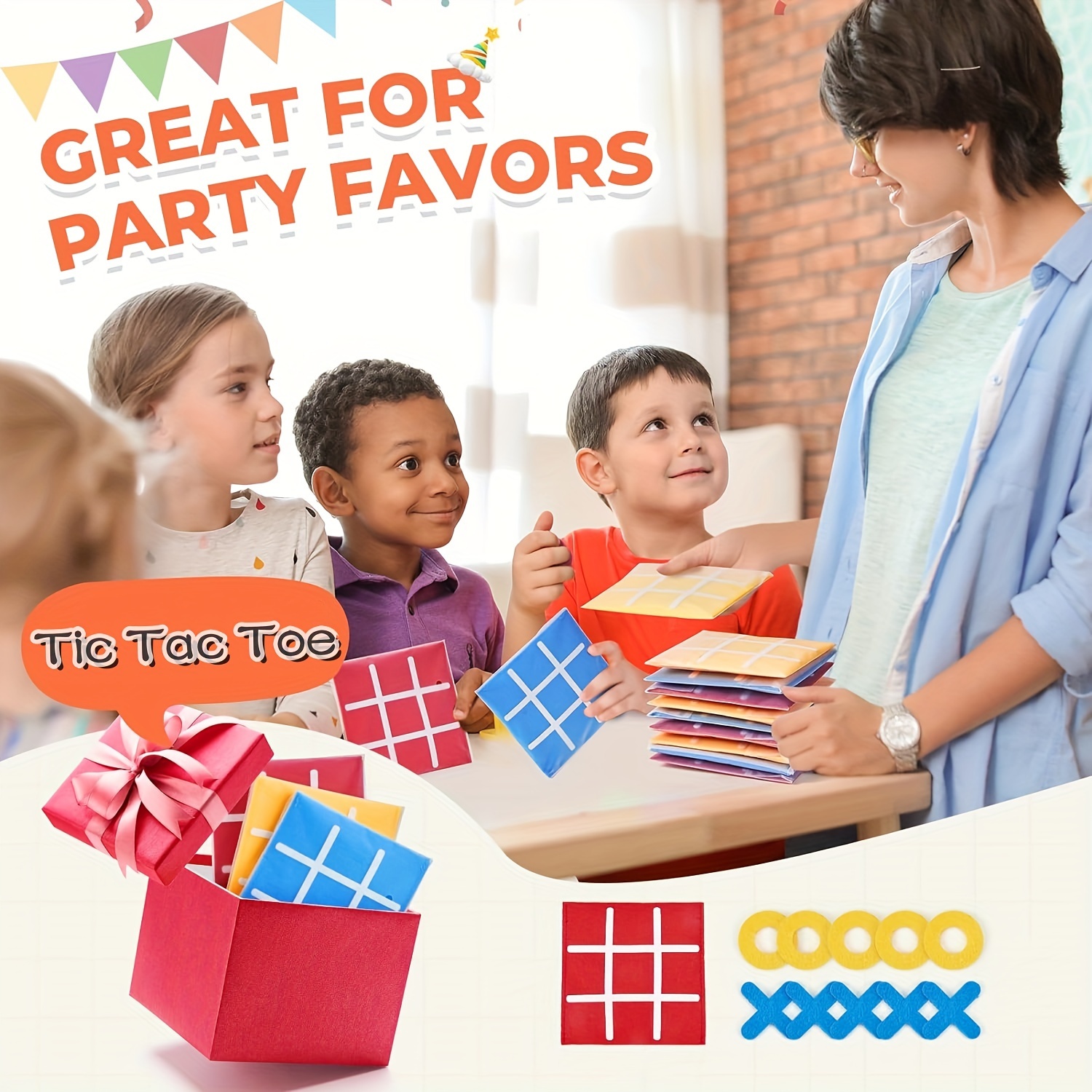 15pcs Felt Tic-Tac-Toe Party Game Set