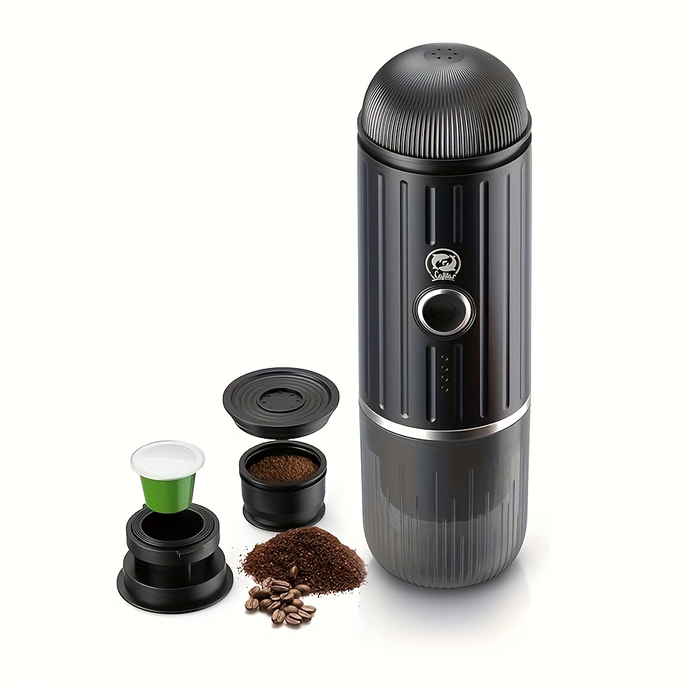 Image of 19 Bar Mini Coffee Maker - 2-in-1 Portable Machine With Self-heating, Ground Coffee Powder & Ns Capsule Compatibility, Perfect For Camping, Travel, Rv, Hiking, Home