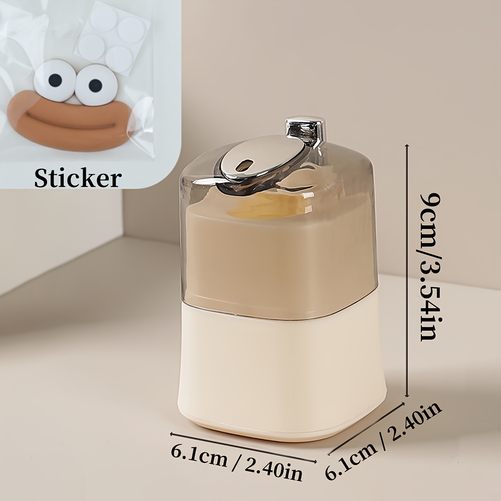 1pc Plastic Automatic Pop-Up Toothpick Dispenser, Press-Type, Creative and Cute, with Fun Cartoon Sticker, for Home, Kitchen, Dining Table