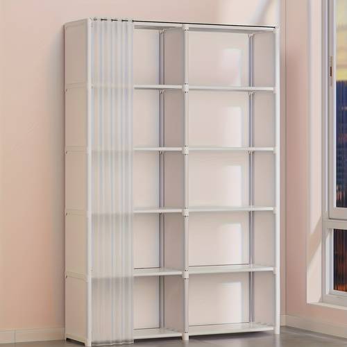 multifunctional dustproof clothing storage cabinet with dust proof display cabinet and sturdy shelves plastic material no electricity needed suitable for bedrooms classrooms rental houses and dormitories