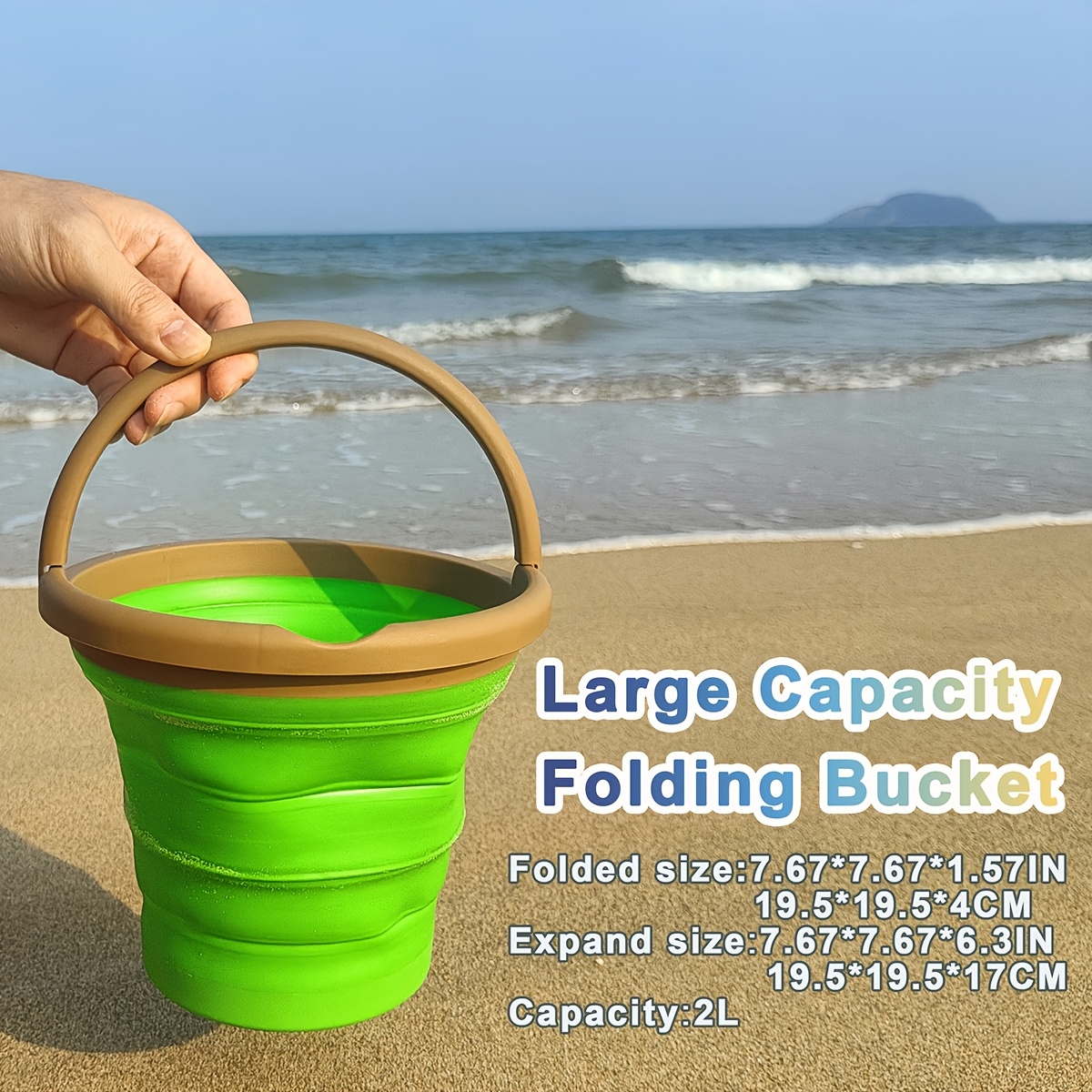 LASIVE Folding Beach Bucket Collapsible PP Barrel for Kids