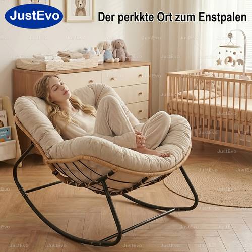 Artikelbild extra großer bequemer sessel, schaukelstuhl. übergroßer, bequemer schaukelstuhl - hochlehner, gepolsterter -sessel für wohnzimmer und schlafzimmer - entspannende indoor-liege für frischgebackene , ideales valentinstagsgeschenk für die frau
