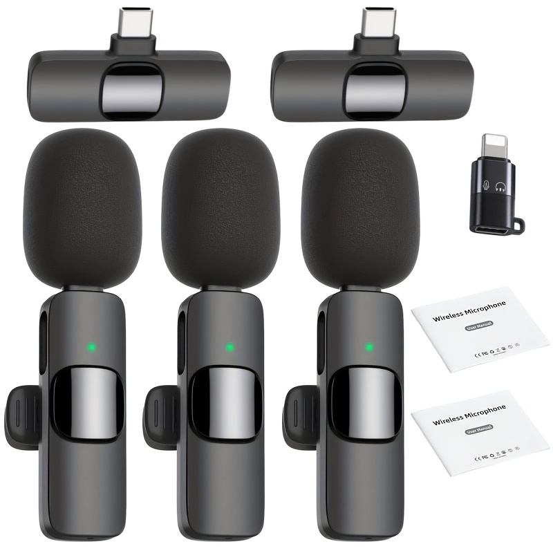 TEMU Ensemble de microphone de revers fil, comprend 3 microphones, 2 récepteurs, 1 adaptateur et 2 manuels. pratique à , qualité , large