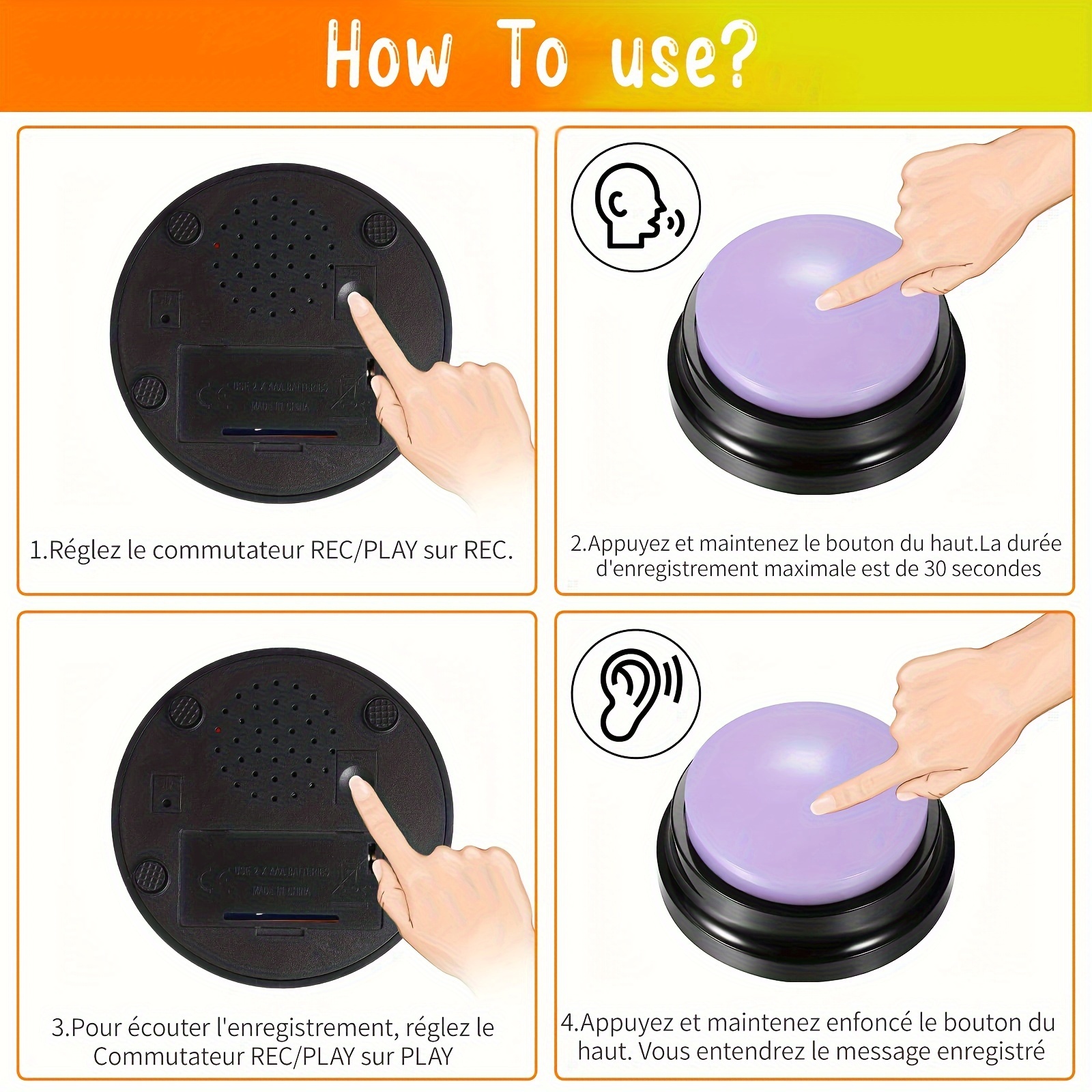 Recording Button Pet Toy Dog Communication Button Pet Training Can Record  Conversation Button