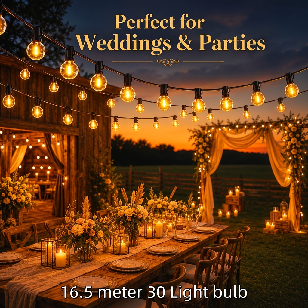 6.5m/11.5m/16.5m G40 Led String Lights Outdoor Terrace Lamp | E12, , Earth Party Garland String Bulbs, Outdoor Garden Wedding Lights, Outdoor Christmas Lighting, Backyard Hanging Light
