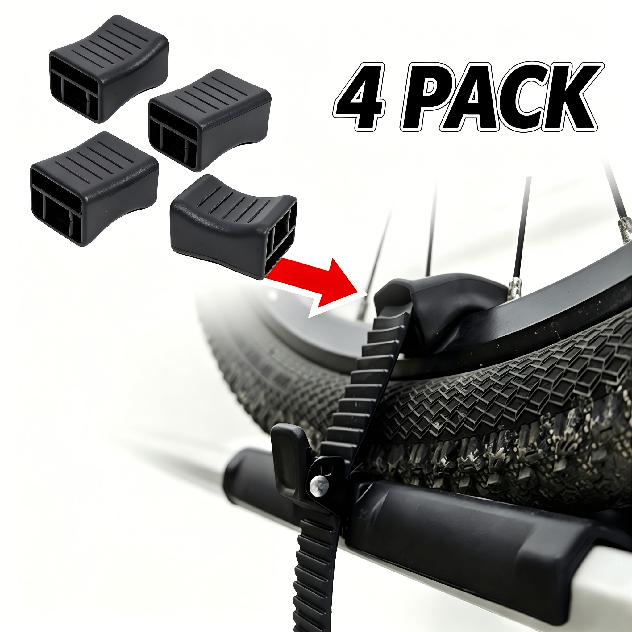 TEMU 4pcs Bicycle Rack Wheel Protectors, Vehicle Bike Mounting Strap Anti-scratch Rubber Cushion Pads To Prevent Tire And Strap Wear, Bicycle