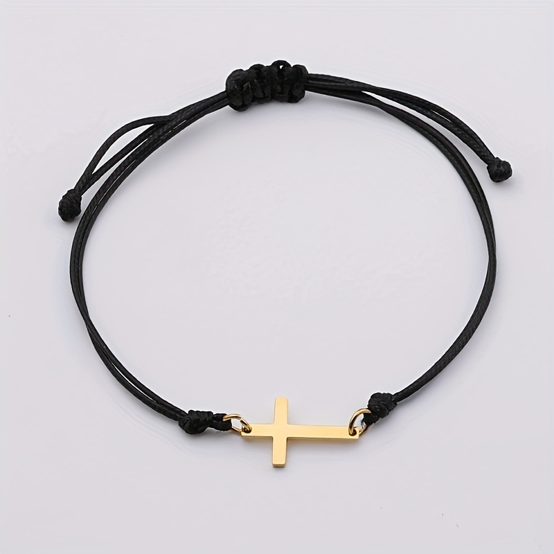 Image of Leather Rope Couple Men And Women Uisex Adjustable Stainless Steel High Quality Polishing Bracelet Gift Jewelry